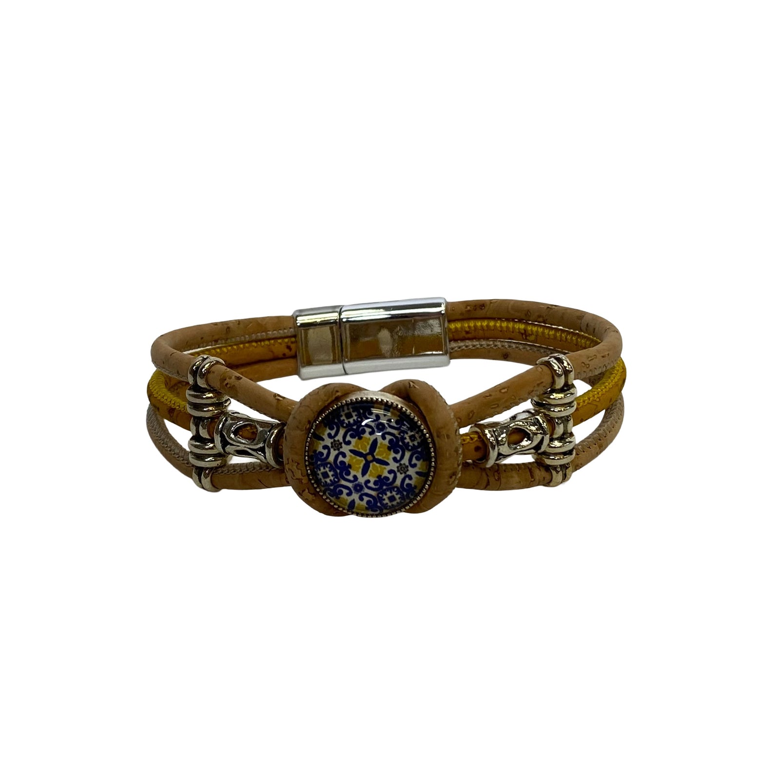 Cork Bracelet Blue/Yellow