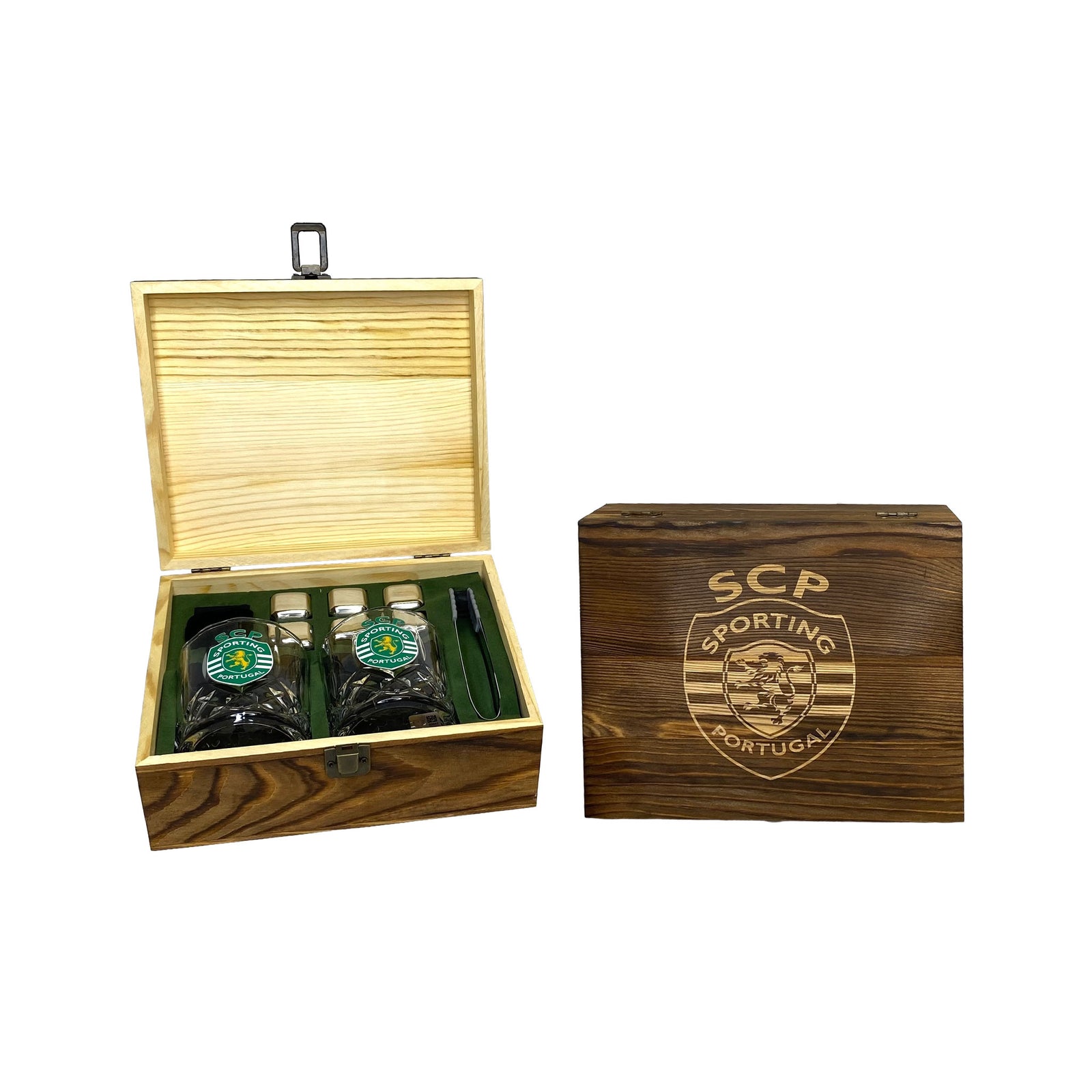 Sport Wood Box Wiskey Set