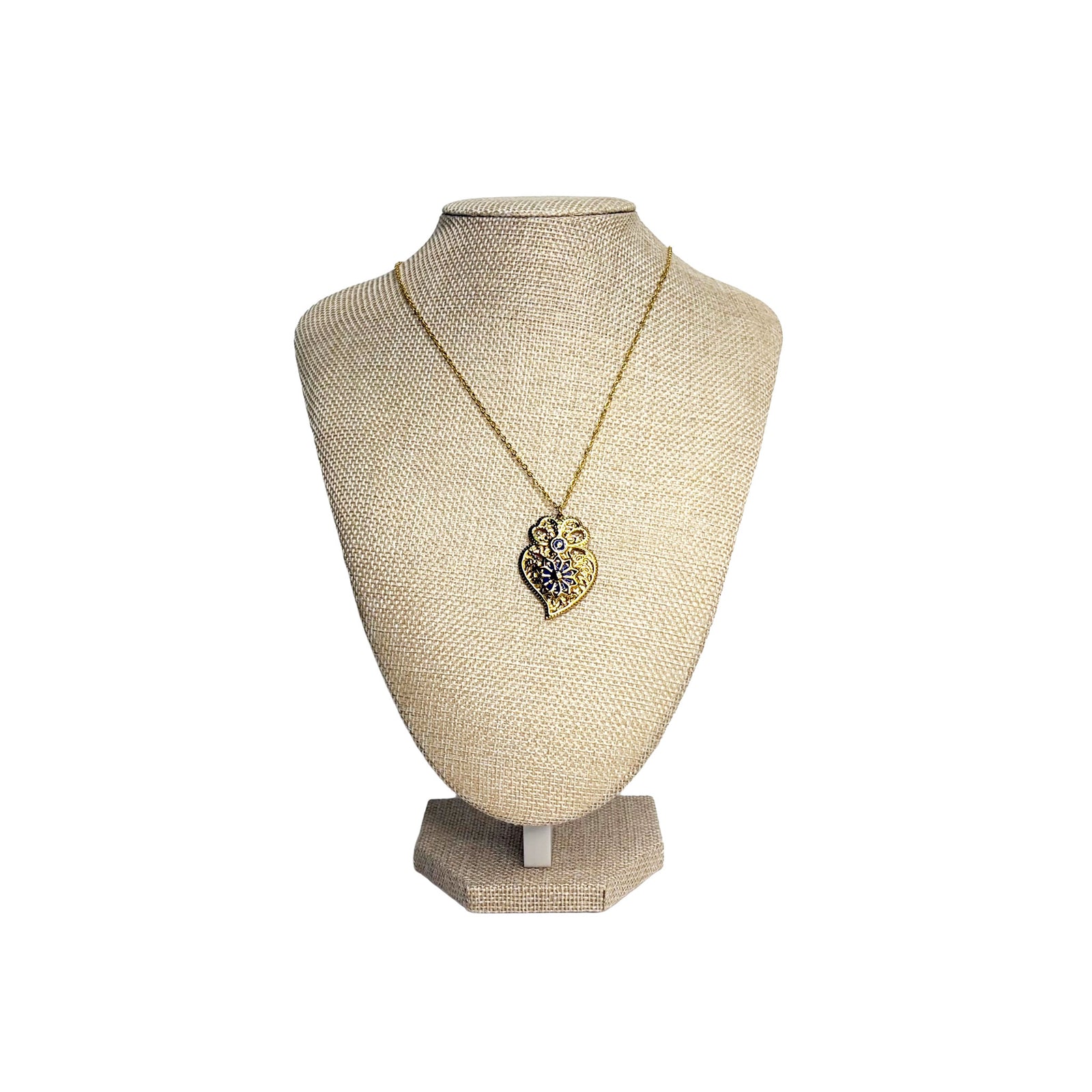 Heart Necklace With Blue Center