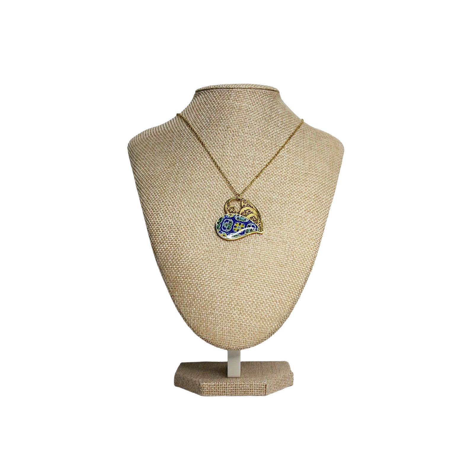 Gold Necklace / Blue & Yellow Mosaic