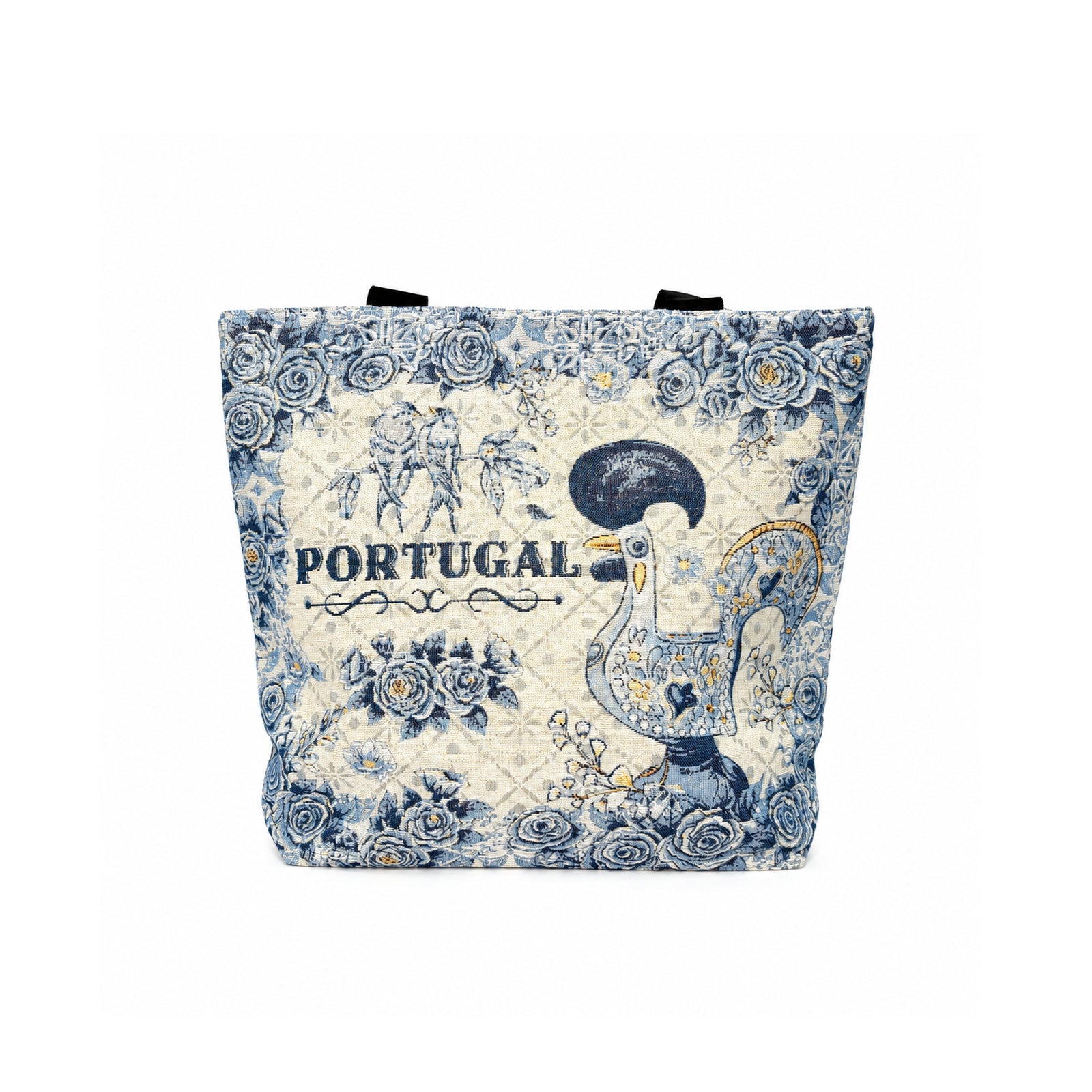 Bag with Rooster and Flowers Blue